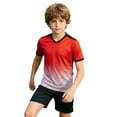 thumbnail image 3 of AWZXDE Boys Girls Children Football Sports Basketball Tracksuit Shorts T Shirt Sportswear Outdoor Activewear Set Red，13-14 Years, 3 of 6