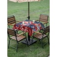 thumbnail image 5 of Square Outdoor Tablecloth with Umbrella Hole 4th of July Outside Table Cloth Waterproof Patio Table Cover Independence Day USA Blue Red Star Floral Zipper Tablecloths for Picnic Camping 60x60 Inch, 5 of 8