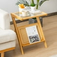 thumbnail image 4 of Gymax 2 Pieces Boho End Table with Magazine Rack Versatile Bamboo Bedside Table w/ Rattan Shelf Natural, 4 of 10