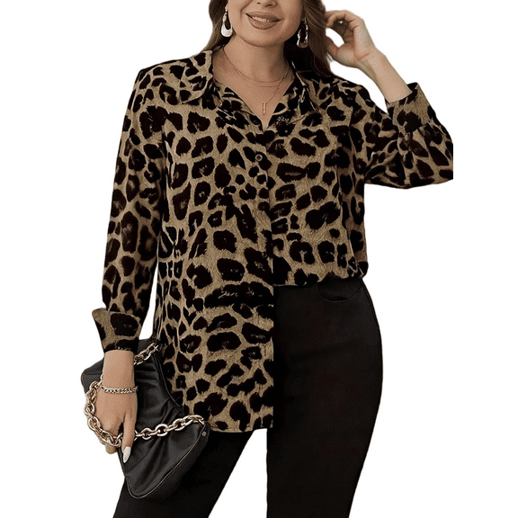 Cuteduck Women Plus Size Floral Printed Button Down Shirt Lapel Long Sleeve Fall Casual Lightweight Boho Dressy Top 1X-5X