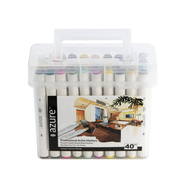 Royal & Langnickel - Azure Dual Tip Alcohol Marker Set 40pc - Basic Colors