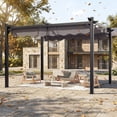 thumbnail image 6 of NETAJE 10'x12' Retractable Canopy Pergola, Heavy-Duty Outdoor Metal Gazebo Shelter with Adjustable Sun Shade, Patio Grape Trellis for Backyard, Deck, Garden, 6 of 7