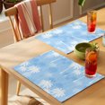 thumbnail image 4 of Tropical Palm Tree Placemats Set of 4 Blue White Plants Coastal Botanical Leaf Place Mats Indoor Wipeable Table Mats Washable Cloth Dining Table Placemats for Kitchen Holiday Party Decor 13x19 Inch, 4 of 9