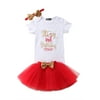 Loalirando 3PCS Baby Girls Kids 1st/2nd Birthday Romper Sequin Lace Party Dress Outfits Set