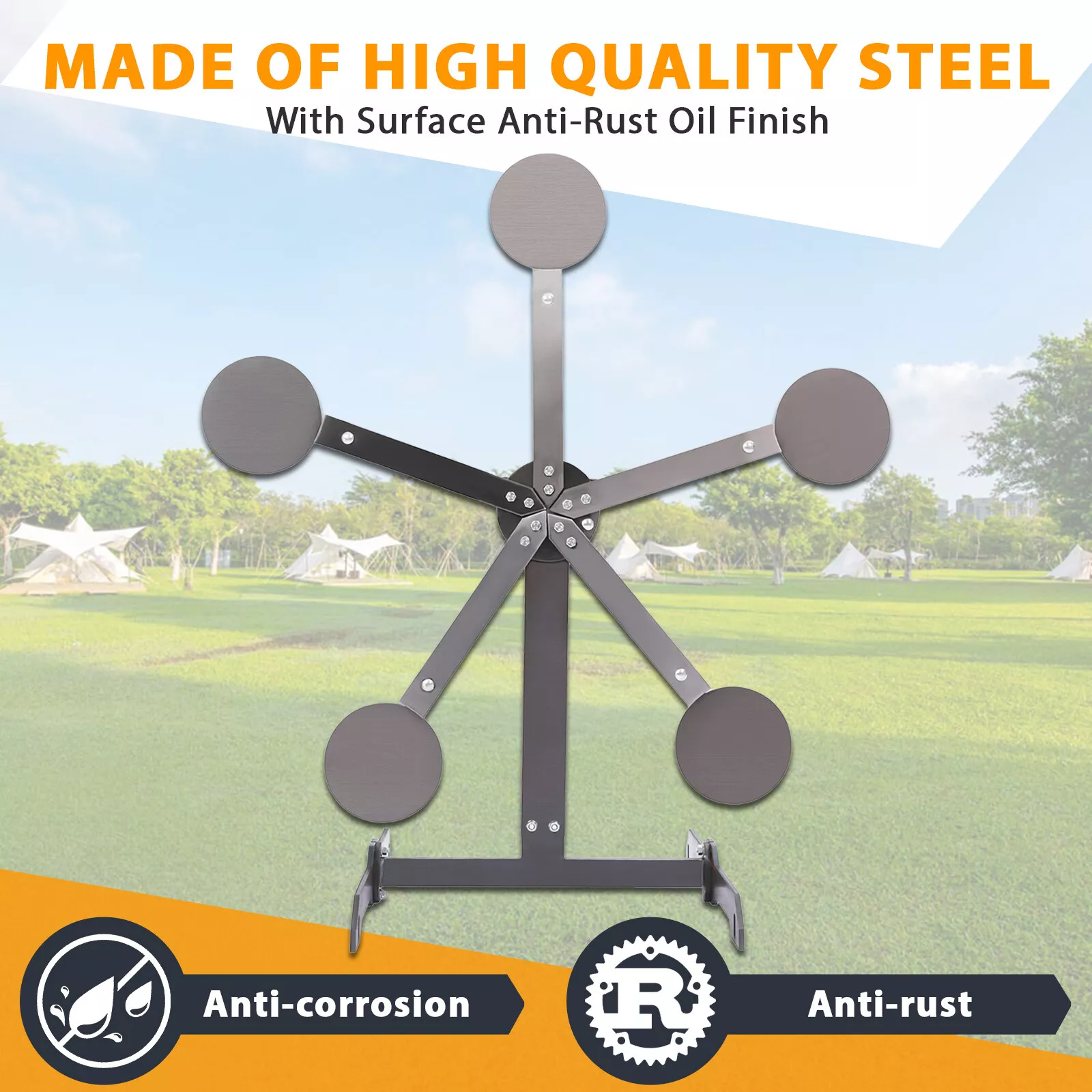 Kojem Portable Metal Target Stand Steel Shooting Target 8" Paddles Steel Anti-Rust Oil