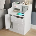 Nightstand with Charging Station, Bedside Table with Hutch and Power