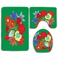 thumbnail image 1 of ABPHQTO Flores de primavera de colores Juego de alfombras de baño de 3 piezas Alfombra de baño Alfombra de contorno y tapa de inodoro, 1 of 2