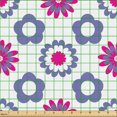 thumbnail image 2 of Ambesonne Floral Fabric by the Yard Upholstery, Flowers Retro Abstract Plot, 1 Yard, Dark Ceil Blue and Magenta, 2 of 5