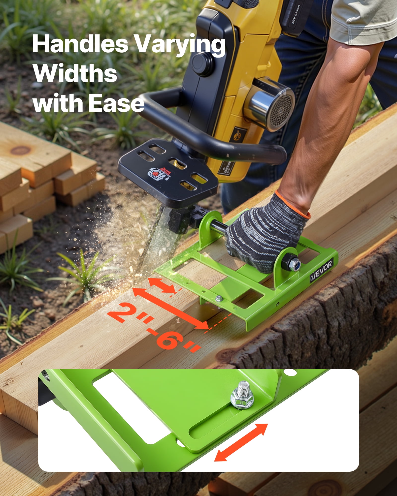 VEVOR Chainsaw Mill, Adjustable 2-6 in Width, Vertical Lumber Cutting Guide, Portable Timber Chainsaw Attachment, Heavy Duty Cast Iron Sawmill Tool Cutting Supplies for Builders Woodworkers