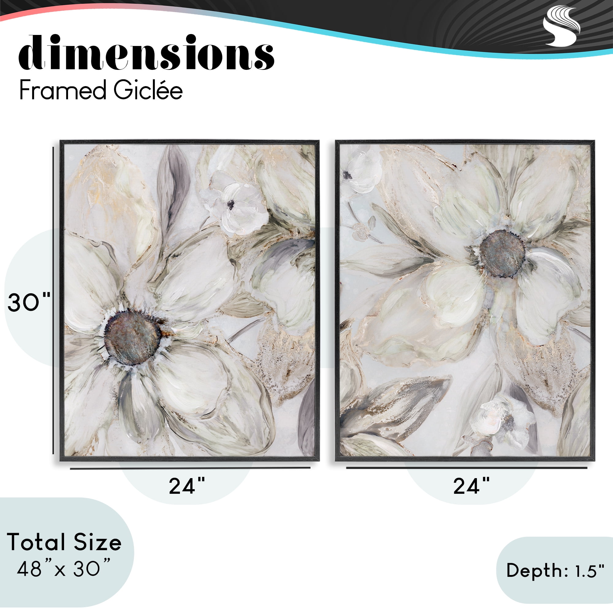 Stupell Industries Sandstone Tinted Blooms 2 Piece Black Framed Giclee Art Set, design by Carol Robinson