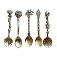 thumbnail image 3 of Farfi 5Pcs Retro Gothic Pattern Carved Coffee Tea Snacks Sugar Spoons Kitchen Cutlery (1 set), 3 of 13