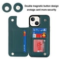 thumbnail image 6 of Feishell Back Wallet Case for iPhone 13, RFID Blocking Premium PU Leather Flip Cover with Card Slots Holder Magnetic Buttons TPU Bumper Shockproof Case for iPhone 13, Darkgreen, 6 of 7