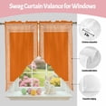 thumbnail image 3 of Swag Curtains Valances for Windows, Coral Orange Greek Key Pattern Short Kitchen Window Curtains Over Sink, Geometric Modern Cafe Curtains Panel Set Of 2,Rod Pocket, 36 Inches Length, 3 of 9