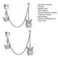 thumbnail image 7 of Yesbay 1 Pair Butterflies Women Earrings Cool Punk Silver Color Link Chain Cartilage Clip Earrings Jewelry Gift, 7 of 7