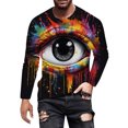 thumbnail image 1 of Chemise pour Hommes Adulte Homme Extra Grand Mode Simple Loisirs Impression Numérique 3D T-Shirt à Manches Longues et Col Rond Vêtements (Noir, TTG), 1 of 4