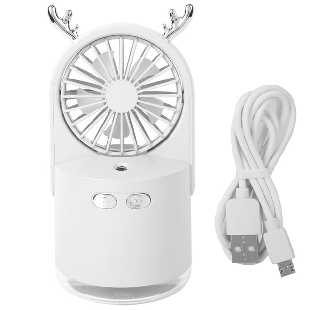 Humidificador de ventilador de escritorio, humidificador de refrigeración con ventilador de pulverización USB portátil, color blanco