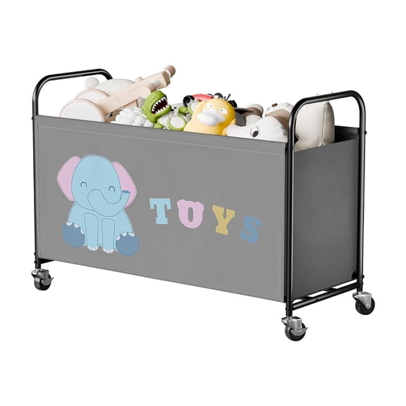 GRANNY SAYS Toy Storage Organizer, Kids Extra Large 135L 300D Oxford Cloth & Metal Toy Chest with Locking Wheels, Grey