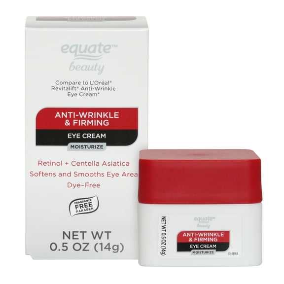 Equate Anti-Wrinkle & Firming Eye Cream, with Retinol & Centella Asiatica, Compare to L'Oreal Revitalift Anti-Wrinkle Eye Cream, 0.5 oz