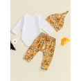 thumbnail image 5 of Nreborn Baby Boy Girl Halloween Outfits Long Sleeve Letters Bodysuit Pumpkin Pants Set Hat 3Pcs Fall Winter Clothes, 5 of 8