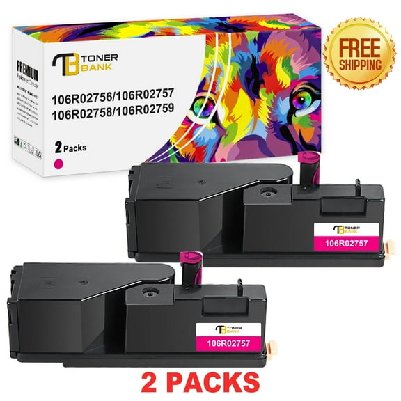 Toner Bank 2-Pack Compatible Toner for Xerox 106R02757 Phaser 6020 6022 WorkCentre 6025 6027 2 * Magenta