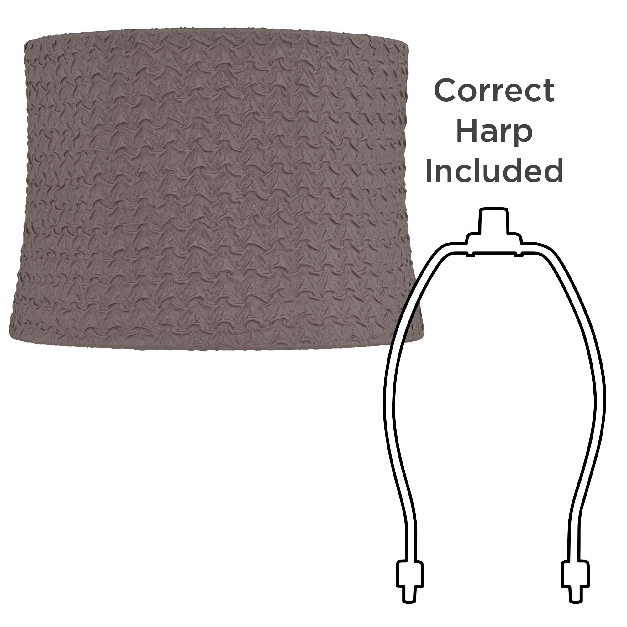 Springcrest 13" Top x 14" Bottom x 10" High x 10" Slant Lamp Shade Replacement Medium Sierra Gray Drum Softback Washer Harp Finial