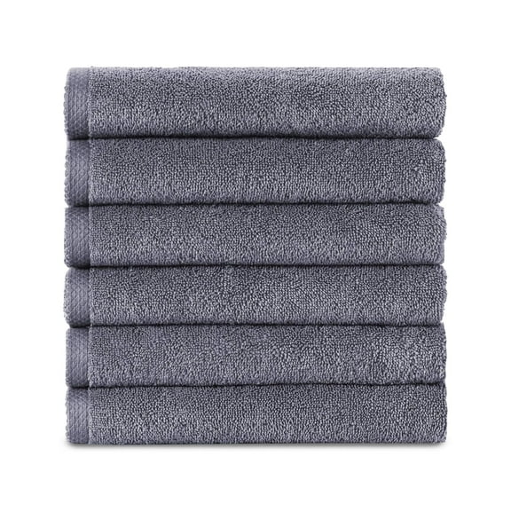 Classic Turkish Towels CTT - Premium 6 Piece Hand Towels Set, 100% Turkish Cotton, Quick Dry & Comfy Towels for Hotel & Spa, Highly Absorbent | 16"x28" (Grey)