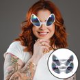 thumbnail image 4 of FELTECHELECTR 2 gafas de imitación de extraterrestre, divertidas, para fiestas y reuniones (marco plateado)., 4 of 5