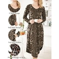 thumbnail image 3 of Avidlove Womens Long Sleeve Nightgown Leopard Print V Neck Nightshirts Sleepwear with Pockets, 3 of 7
