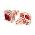thumbnail image 2 of 1.96 ct Screw-Back Stud Earrings for Women | 5mm Princess Cut Simulated Ruby | 14K Rose Gold, 2 of 5