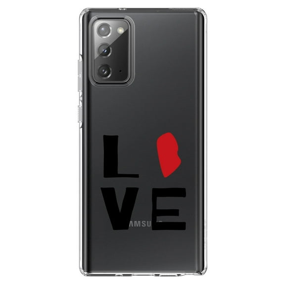 DistinctInk Clear Shockproof Hybrid Case for Samsung Galaxy Note 20 (6.7" Screen) - TPU Bumper Acrylic Back Tempered Glass Screen Protector - Rhode Island - Love Red & Black