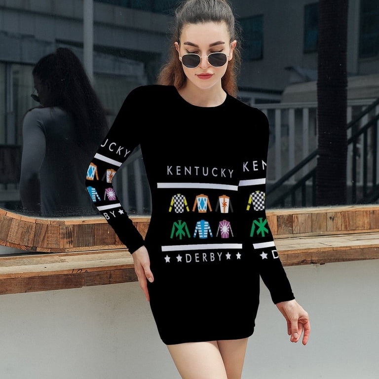 Kentucky Derby Day Women's Long Sleeve Bodycon Dress Soft Stretchy For  Everyday Wear And Special Occasions - Walmart.com