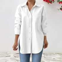 Silk Blouses Womens Down Shirts For Women Long Sleeve Dress Shirt Collared Blouse Tops Tunics,White Women Blending Shirts M