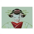 thumbnail image 2 of Japanese Cutting Board, Geisha Woman Portrait Traditional Kimono Maiko Cultural Hairdo, Decorative Tempered Glass Cutting and Serving Board, Large Size, Green Red Pale Yellow, by Ambesonne, 2 of 5