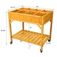 thumbnail image 6 of Gzxs Mobile Elevated Garden Bed on Wheels, 8-Grid Divider Raised Wood Planter Box for Herbs, Vegetables, Flowers w/ Fabric Liners, Drainage Holes and Storage Shelf - 36"L x 24.2"W x 34.6"H, Natural, 6 of 9