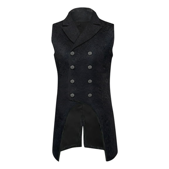 Men's Victorian Suit Vest Gothic Steampunk Double Breasted Jacquard Brocade Waistcoat Sleeveless Tailcoat