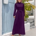 thumbnail image 3 of Eggplant Purple Solid Color Long Dress sexy dress elegant women's sets, 3 of 4