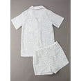 thumbnail image 3 of HYwys Women's 2Pcs Pajama Set Loose Short Sleeve Button-Down Top+Short Pants Sleepwear Suit, 3 of 6