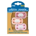 thumbnail image 3 of Dr. Brown's Advantage One-Piece Silicone Baby Pacifier, Fully Symmetrical Soother, Coral/Light Pink/Pink, 6-18m, BPA Free, 3-Pack, 3 of 19