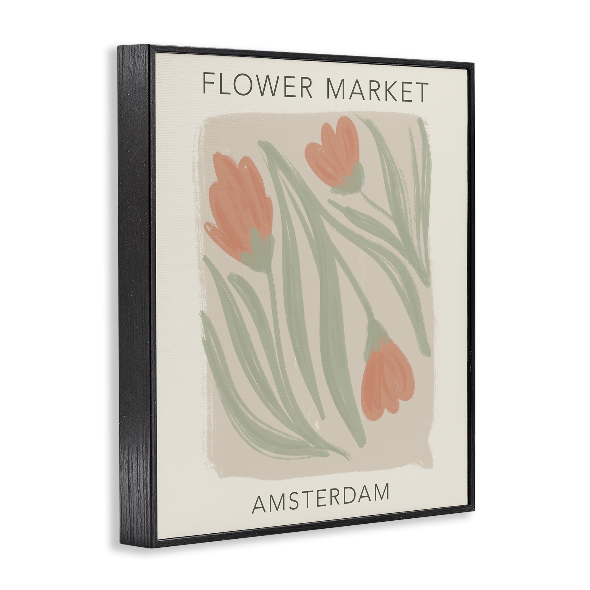 Stupell Industries Soft Amsterdam Flower Market Black Framed Giclee Art, design by Lucille Price