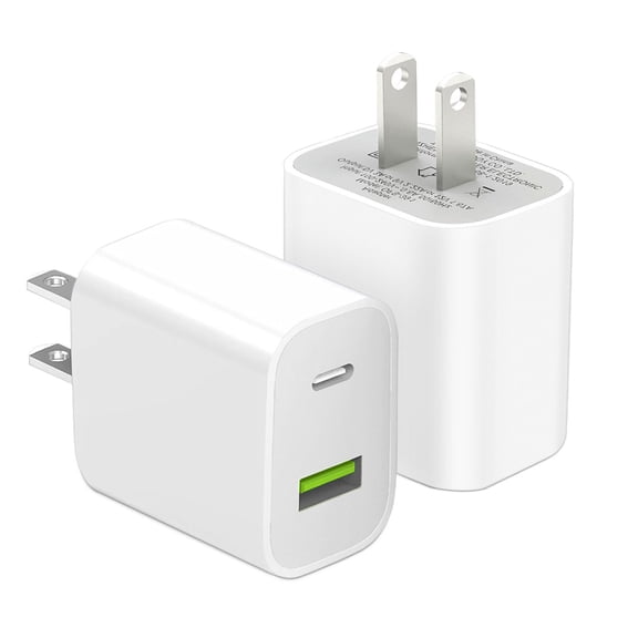 LujingZ 2 - Pack Dual - Port USB - C Wall Charger - 20W Fast Charging Power Adapter Cube for iPhone, iPad, Samsung & More
