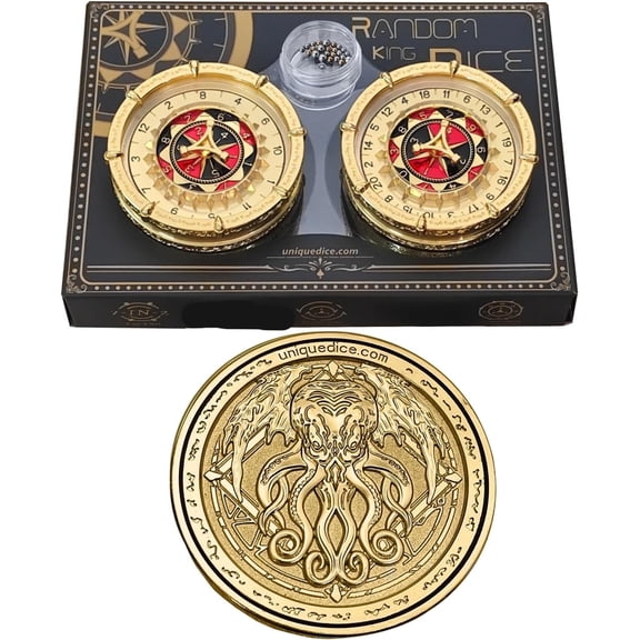 DND Random King Dice Spinner, 7-in-2 Dual-Spin Cthulhu Metal Dice for Classic Games