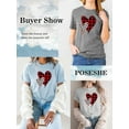 thumbnail image 4 of Anbech Heart Printed T-Shirt for Women Casual Graphic Junior Girls Short Sleeve Tee Tops with Crew Neck, 4 of 10