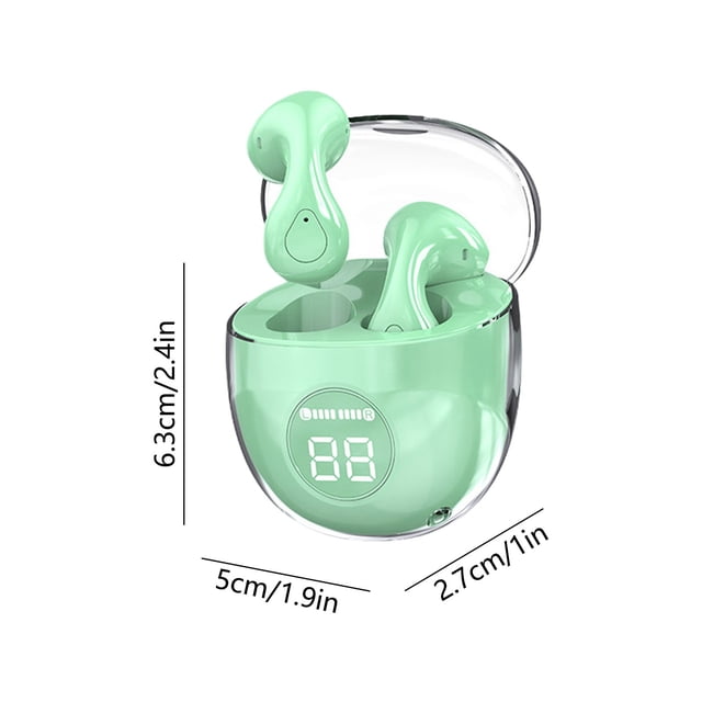 Herunwer Wireless Bluetooth Earbuds with Transparent Charging Case, Digital Display and In-Ear Teardrop Design