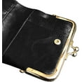 thumbnail image 5 of Womens Wallet Small Rfid Ladies Compact Bifold Leather Vintage Coin Purse With Zipper and Kiss Lock Color: Black, 5 of 6