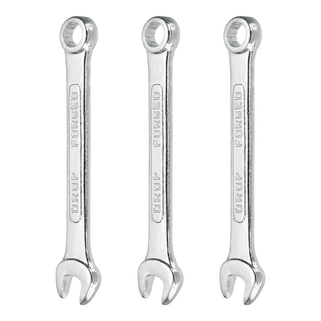3Pcs Combination Wrench 7mm Metric 12-Point Box and Open End Zinc Plated Steel
