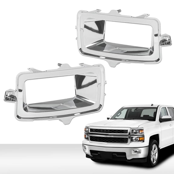 1Pair Fog Light Trims Set Chrome Fit For 2014-2015 Chevy Silverado 1500 Fog Lamp Trim