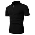 thumbnail image 4 of BangWanChi Men's Quarter Zip Lapel Collar Shirts Top Fashion Mens Short Sleeve Casual Patchwork T-Shirts for Daily Wear, 4 of 5