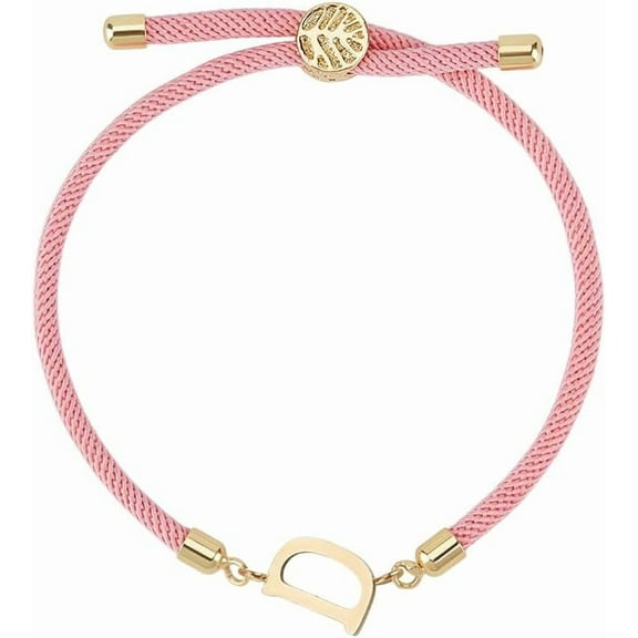 Adjustable Initial Bracelet for Women Letter A-Z Personalized Bracelets Pink
