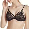 thumbnail image 4 of ATOYSOY Women's Floral Lace Bra Demi Sheer Mesh Bralette Unlined Underwire Embroidered Mesh Soft Bralettes Everyday Underwear (Black,L), 4 of 9