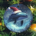 thumbnail image 2 of Whale Is Wearing Christmas Hat Christmas Ceramic Ornament Nature Nautical Ocean Sea Whale Circle Ornament Personalized Christmas Ornaments Holiday Present, 2 of 8